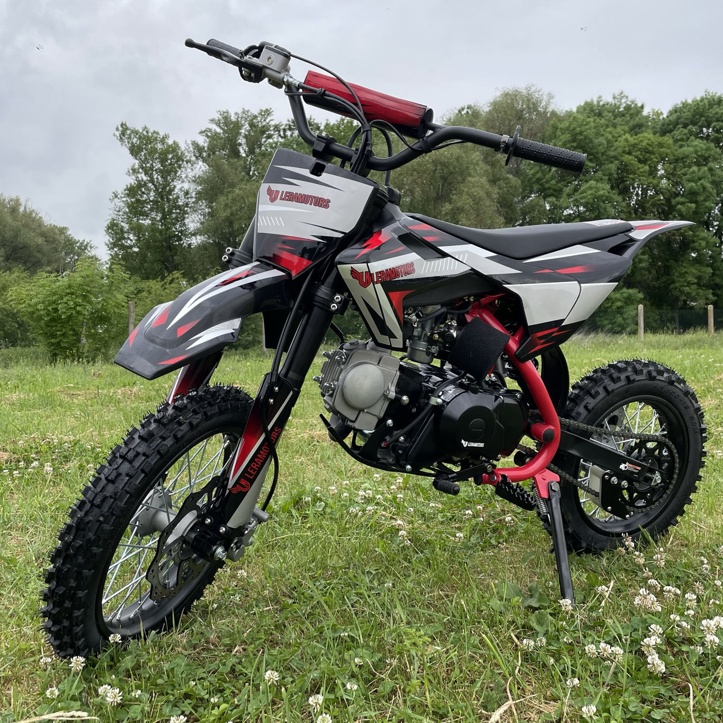 Dětská benzínová motorka Pitbike Leramotors CANNON 125ccm 4T 14/12 E-START - červená