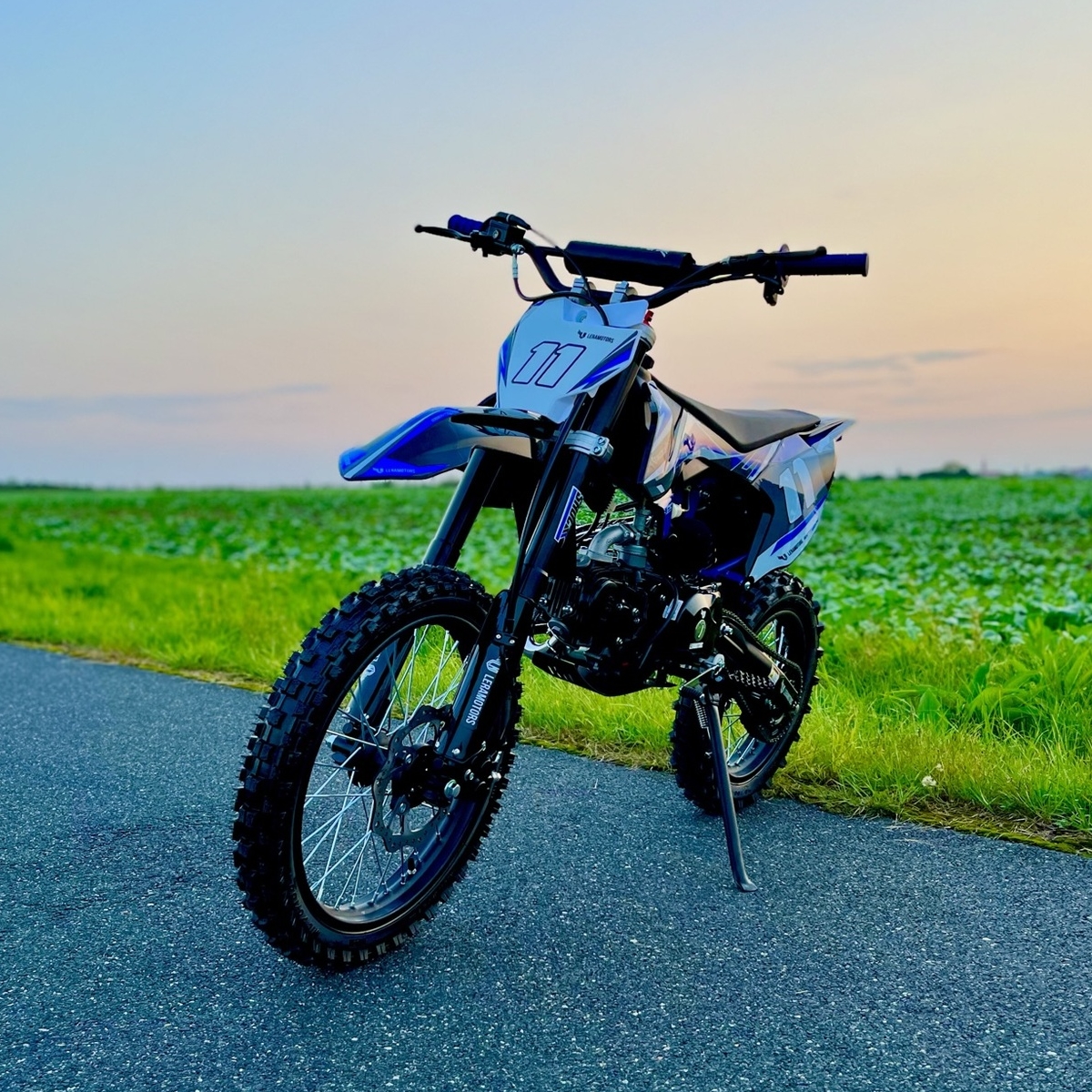 Dětská benzínová motorka Pitbike Leramotors SHARK E-START 125ccm 4T 17/14 - modrá