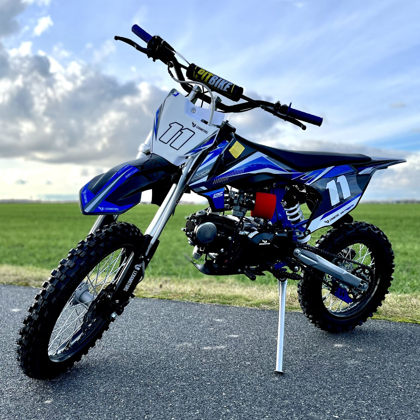 Dětská benzínová motorka Pitbike Leramotors SHARK E-START 125ccm 4T 17/14 - modrá