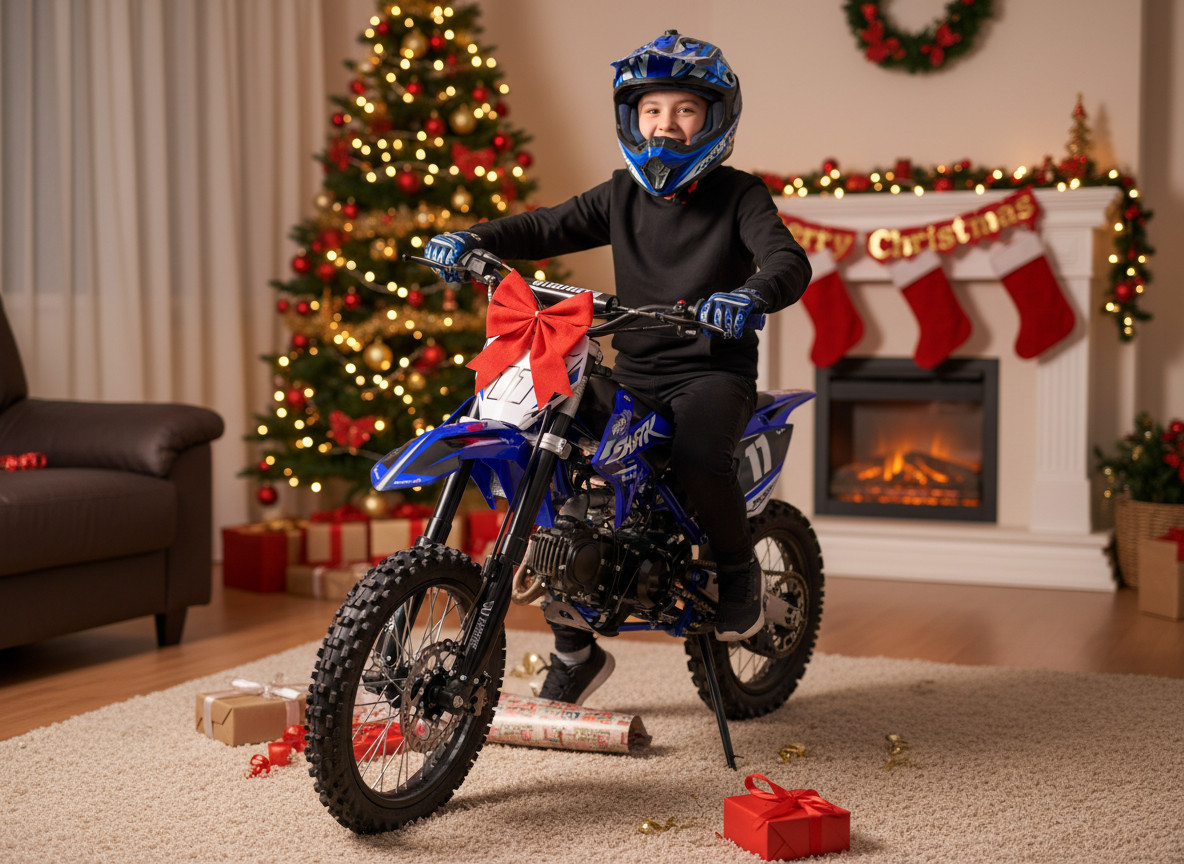 Značkový Pitbike Leramotors Shark 125 pro rok 2025. DOBA DORUČENÍ DO 2-3 PRACOVNÍCH DNÍ
 Dětská benzínová motorka Pitbike Leramotors SHARK E-START 125ccm 4T 17/14 - modrá