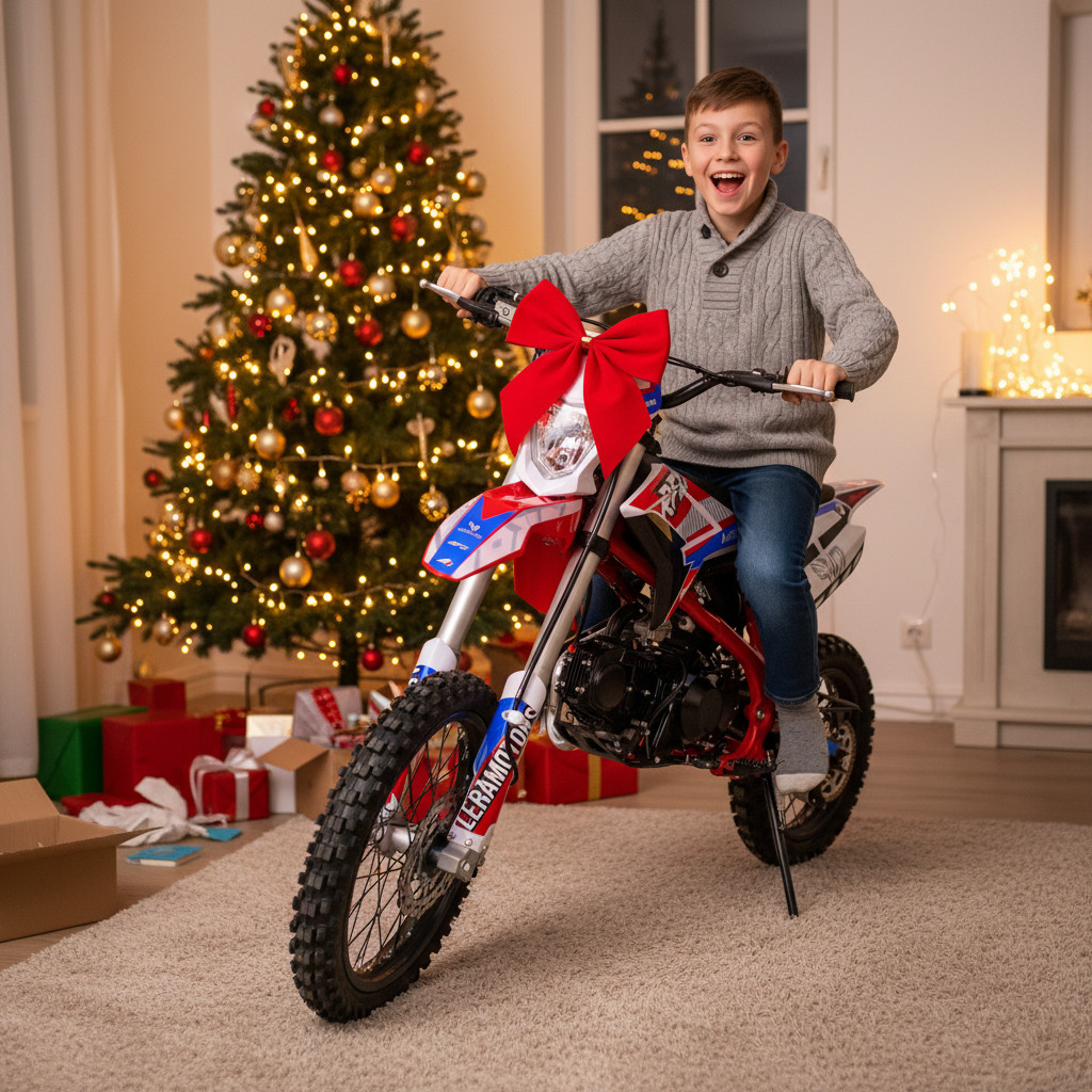 Oblíbená novinka na českém trhu od značky Apollo se pro letošní rok 2025 dočkala i menší verze o objemu 125ccm pro začínající jezdce. Vyzkoušejte novou řadu značkových motorek Thunde.. Dětská benzínová motorka Pitbike Leramotors by APOLLO THUNDER 125cc 17/14 E-Start - červená