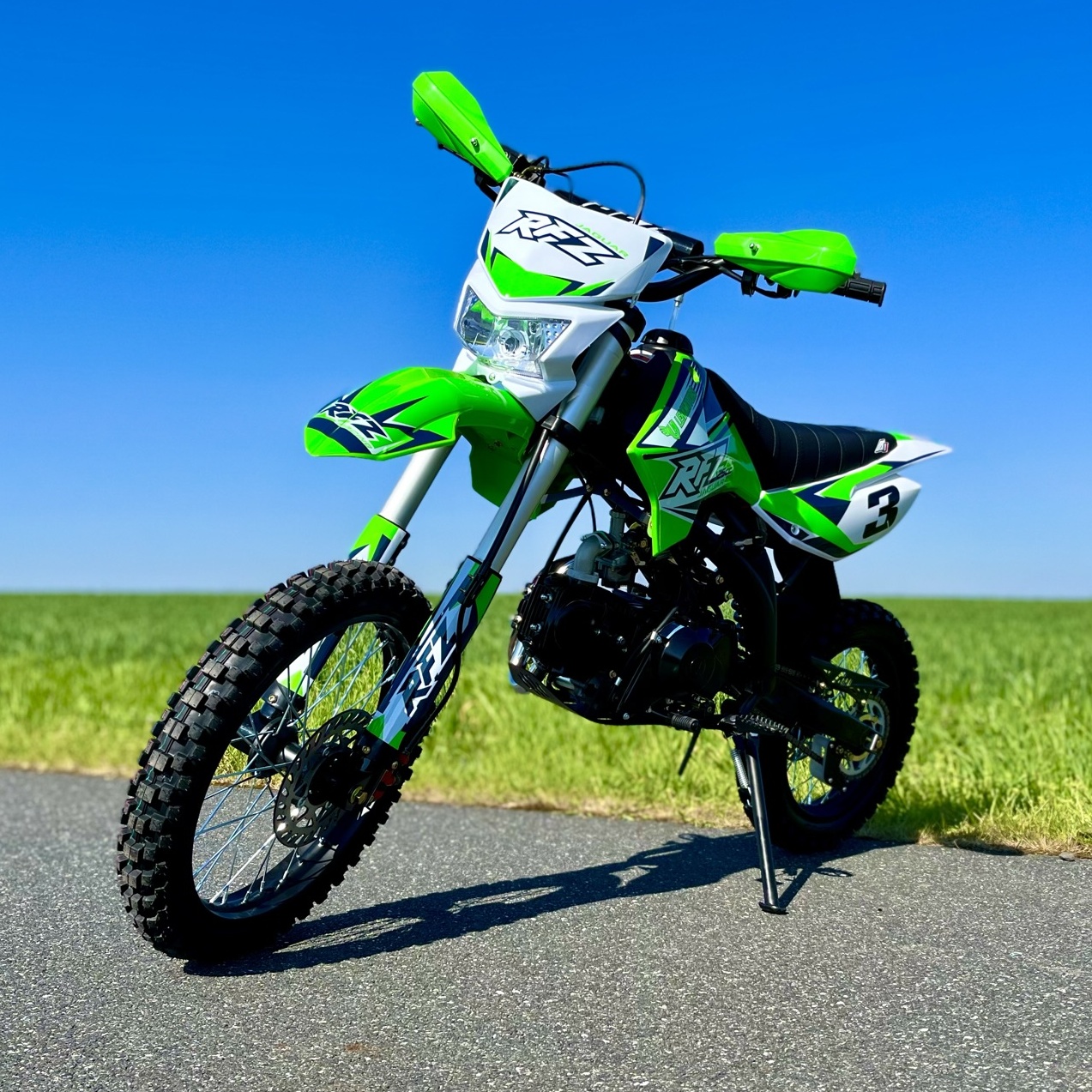 Dětská benzínová motorka Pitbike Leramotors by APOLLO JAGUAR 125ccm 14“/12“ E-START - zelená