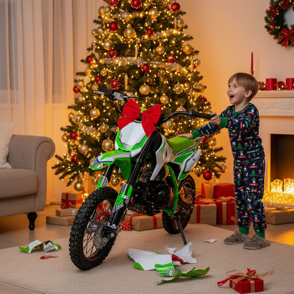 Dětský benzínový pitbike Leramotors By Apollo THUNDER 125ccm poloautomat 14/12 E-Start je ideální pro mladé začínající i pokročilé jezdce. Čtyřtaktní jednoválcový vzduchem chlazený .. Dětská benzínová motorka Pitbike Leramotors By Apollo THUNDER 125ccm poloautomat 14/12 E-Start - zelená